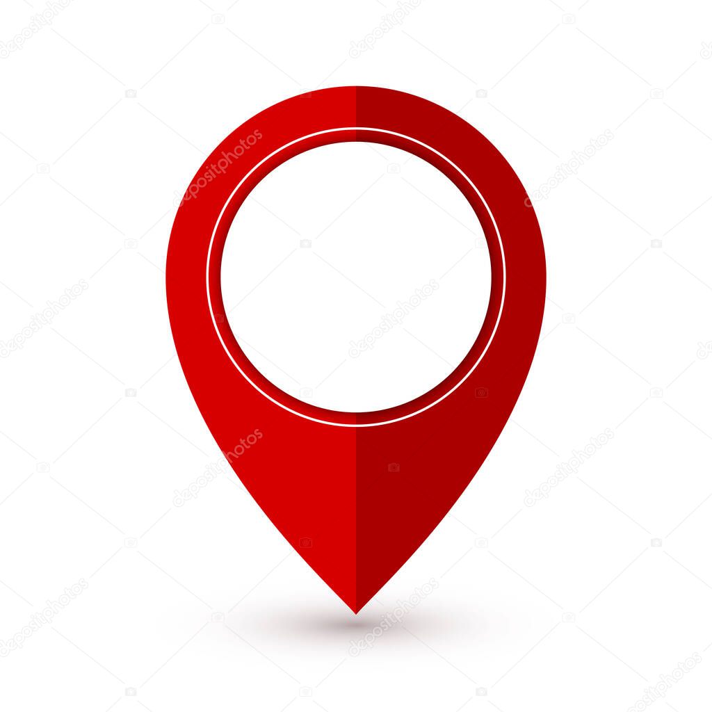 Map pointer icon in flat style. Navigator symbol isolated on white background. Vector illustration.