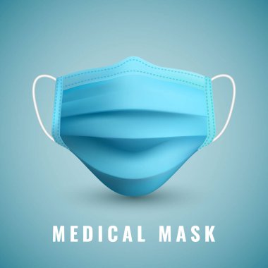Gerçekçi tıbbi yüz maskesi. Üç boyutlu tıbbi maske. Vektör illüstrasyonu.