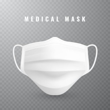 Gerçekçi tıbbi yüz maskesi. Üç boyutlu tıbbi maske. Vektör illüstrasyonu.