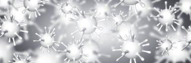 Coronavirus Covid-19, 2019-NKoV. Virüs biriminin 3 boyutlu çizimi. Dünya salgını konsepti. Vektör illüstrasyonu.
