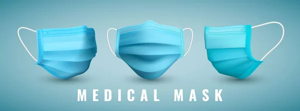 Mascarilla Médica Realista Detalles Máscara Médica Ilustración Vectorial — Vector de stock