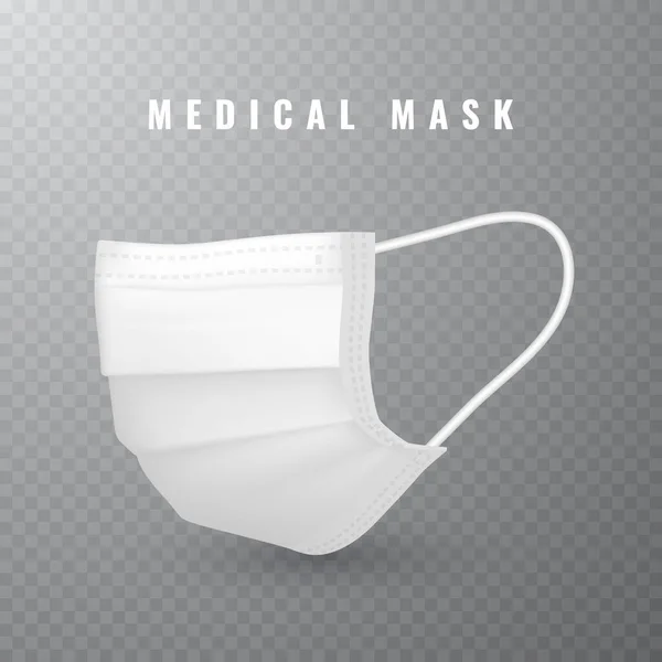 Realistisk Medicinsk Ansiktsmask Detaljer Medicinsk Mask Vektorillustration — Stock vektor
