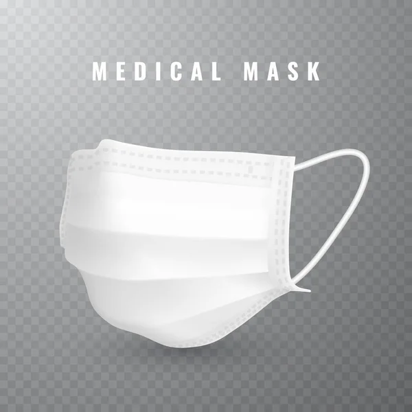 现实的医疗面罩 细节3D医疗面罩 矢量说明 — 图库矢量图片