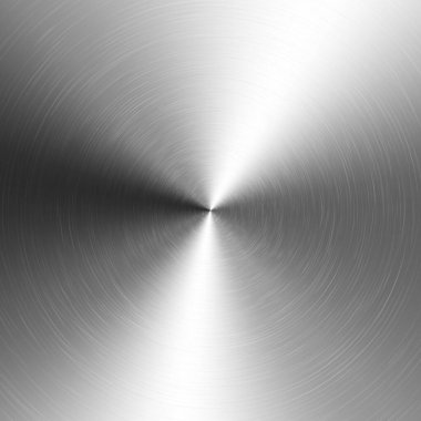 Silver metallic radial gradient with scratches. Titan, steel, chrome, nickel foil surface texture effect. Vector illustration. clipart