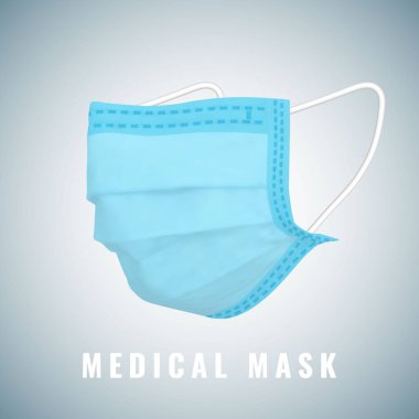Gerçekçi tıbbi yüz maskesi. Üç boyutlu tıbbi maske. Vektör illüstrasyonu.