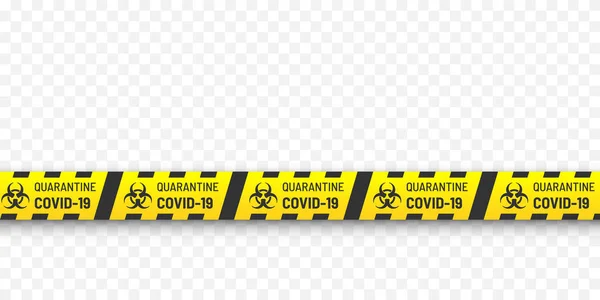 Danger Biologique Quarantaine Rayures Croisées Jaunes Noires Coronavirus Covid 2019 — Image vectorielle