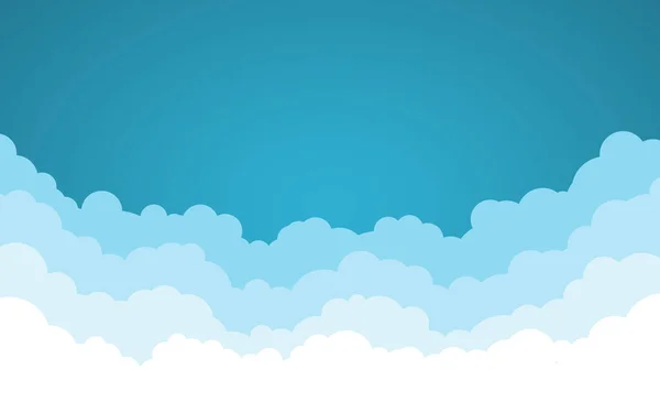 Blauer Himmel Mit Weißen Wolken Hintergrund Cartoon Design Flachen Stil — Stockvektor