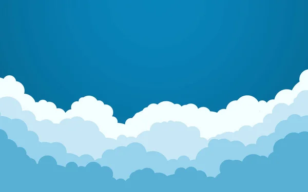 Blauer Himmel Mit Weißen Wolken Hintergrund Cartoon Design Flachen Stil — Stockvektor