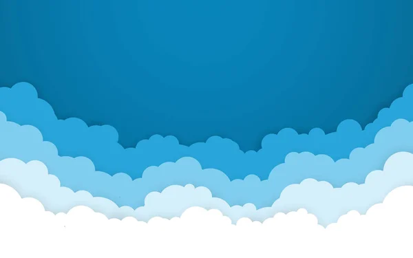 Blauer Himmel Mit Weißen Wolken Hintergrund Cartoon Design Flachen Stil — Stockvektor