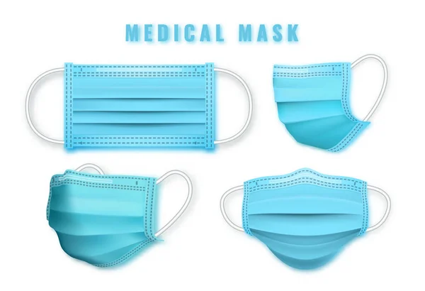 Masque Médical Réaliste Détails Masque Médical Illustration Vectorielle — Image vectorielle