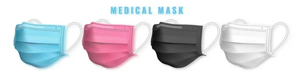 Realistisk Medicinsk Ansiktsmask Detaljer Medicinsk Mask Vektorillustration — Stock vektor