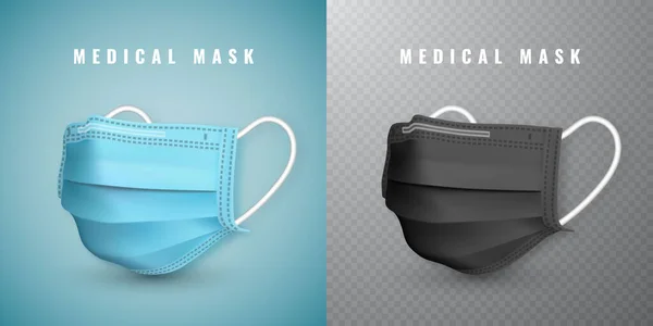 Realistická Lékařská Maska Detaily Lékařská Maska Vektorová Ilustrace — Stockový vektor