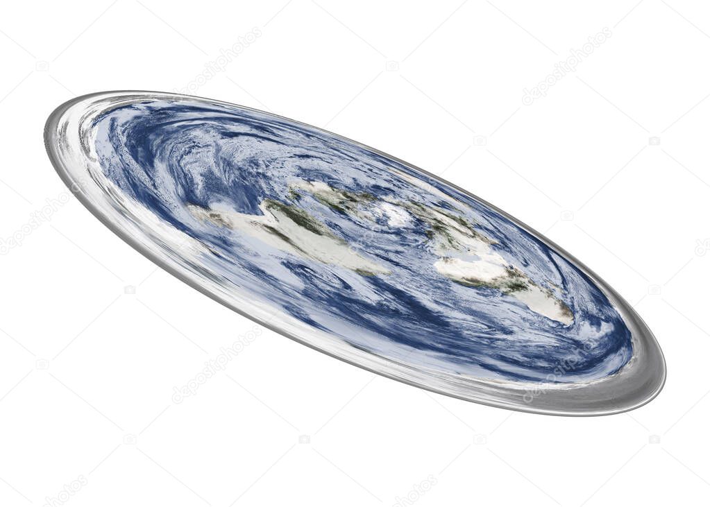 Flat Planet Earth of solar system isolated. Elements of this image were furnished by NASA.