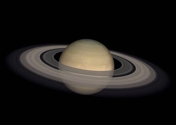 Planeet Saturnus van zonnestelsel geïsoleerd op zwart. — Stockfoto