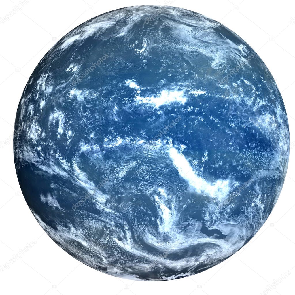 Fiction blue water planet isolated