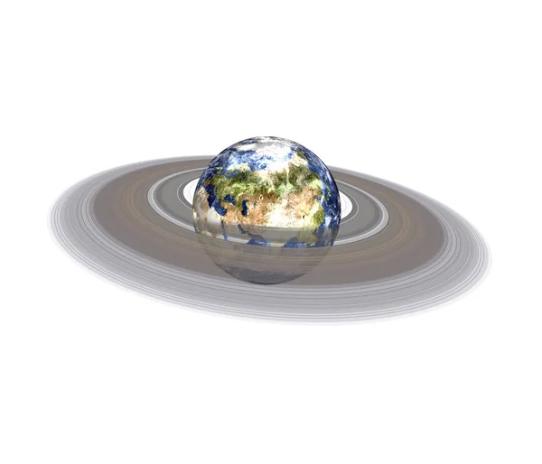 Planète Terre avec anneau isolé sur fond blanc . — Photo
