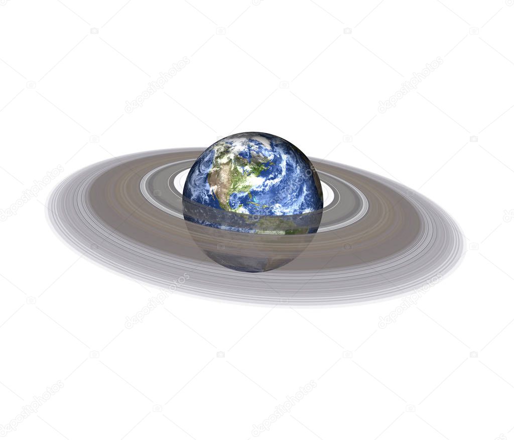 Planet Earth with ring isolated on white background.