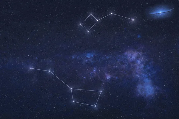 Ursa major and Ursa Minor Constellations in outer space with polar star — Stock Photo, Image