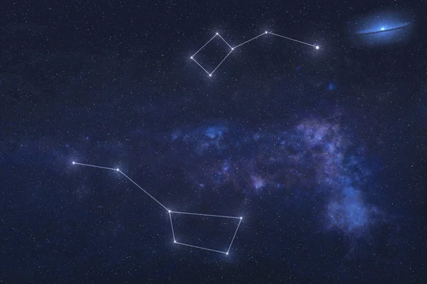 Ursa major ve Ursa Minor takımyıldızları kutup yıldızıyla birlikte uzayda