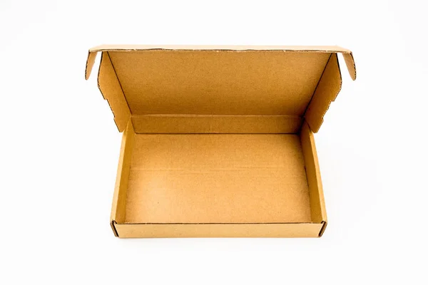 Открытая прямоугольная картонная коробка — стоковое фото