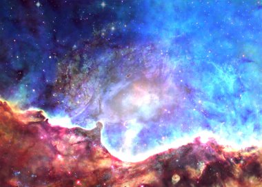 Uzayın derinliklerinde yıldız tozu. Yıldız oluşum bölgesi. Bilim kurgu duvar kağıdı. Bu görüntünün elementleri NASA tarafından döşendi..