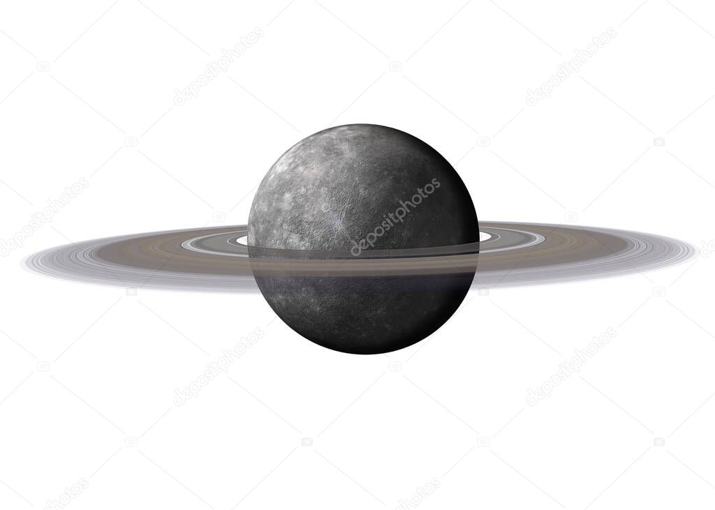 High detailed Mercury planet of solar system with saturn ring isolated on white background. Elements of this image were furnished by NASA