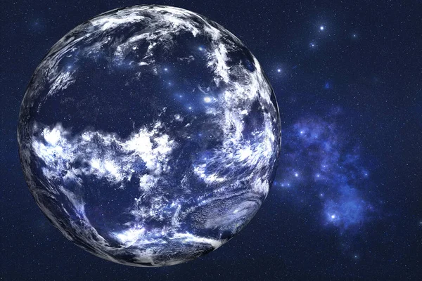 Fantastique Planète Singularité Spatiale Avec Atmosphère Blanche Isolée Dans Espace — Photo