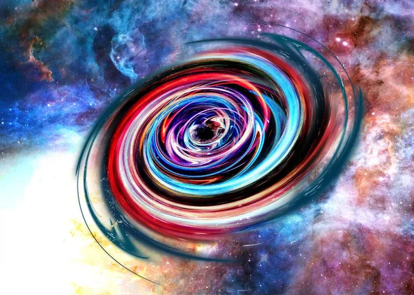 Djupa rymden. Svart hål i ljusa färger — Stockfoto
