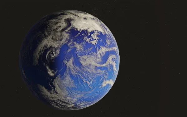 Fantástico planeta de água azul com atmosfera branca — Fotografia de Stock