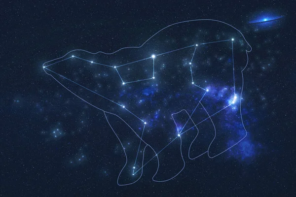 Ursa Μεγάλα Αστέρια Αστερισμών Στο Διάστημα Σχήμα Μιας Αρκούδας Γραμμές — Φωτογραφία Αρχείου