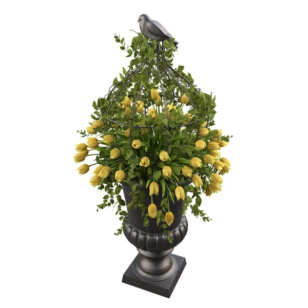 Gele tulpen bloemen in vaas — Stockfoto