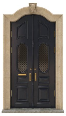 Pirinç ve altınla donatılmış giriş grubu için klasik giriş kapıları ve malikaneler.