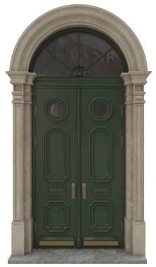 Pirinç ve altınla donatılmış giriş grubu için klasik giriş kapıları ve malikaneler.