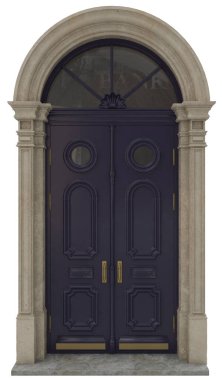 Pirinç ve altınla donatılmış giriş grubu için klasik giriş kapıları ve malikaneler.