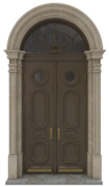 Pirinç ve altınla donatılmış giriş grubu için klasik giriş kapıları ve malikaneler.