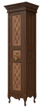 Yatak odası ve kemik dolapları için klasik ahşap ve deri dolap.