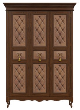 Yatak odası ve kemik dolapları için klasik ahşap ve deri dolap.