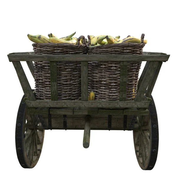 맛있는 바나나를 바구니에 시장으로 운송하는 — 스톡 사진