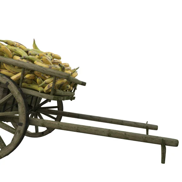 Harvest Bananas Collected Wooden Cart Shipment Shops Market — Stock Photo, Image