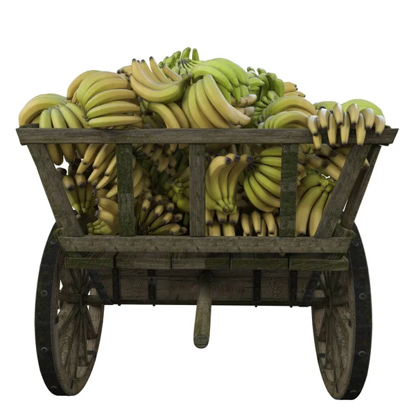 Colheita Bananas Coletadas Carrinho Madeira Para Envio Para Mercados Lojas — Fotografia de Stock