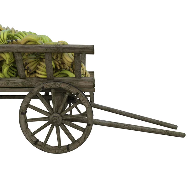 Ernte Von Bananen Einem Holzwagen Für Den Versand Märkten Und — Stockfoto