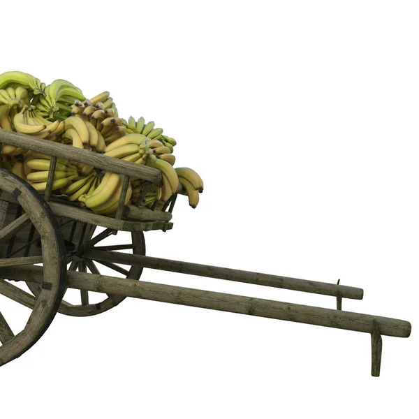 用木车收集香蕉运往市场和商店 — 图库照片