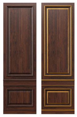 Klasik bilardo odası dolapları için ahşap kaplamalı ve altın elementli ahşap panel.