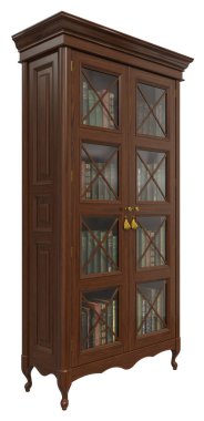 Klasik, ödünç alma, rokoko tarzında dolabın oturma odasındaki barlar için klasik bir kitaplık.