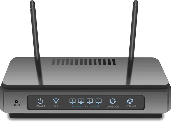 Router Two Gray Antennas Internet Connection — Stock Photo, Image
