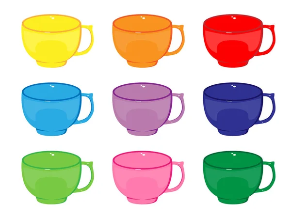 Vector Illustration Colorful Cups — Stock Vector