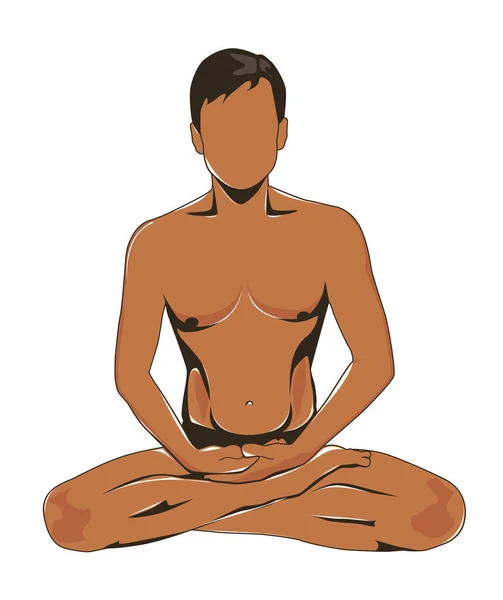 Erkek Yoga meditasyon yapıyor. Bir adam meditasyon duruş oturuyor. Sağlıklı bir yaşam tarzı. Kalkınan yogi. Yoga simgesi.