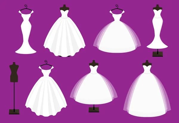 Wedding Dress Vector Set — Stock Vector