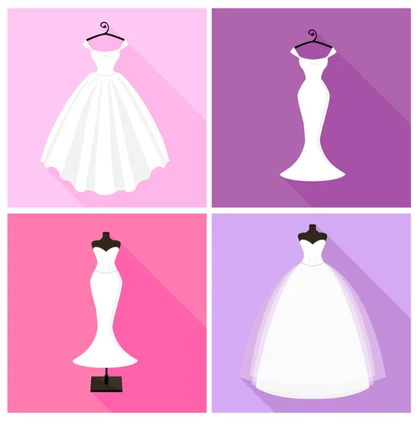 Vestido Novia Icono Establecido Estilo Plano — Archivo Imágenes Vectoriales