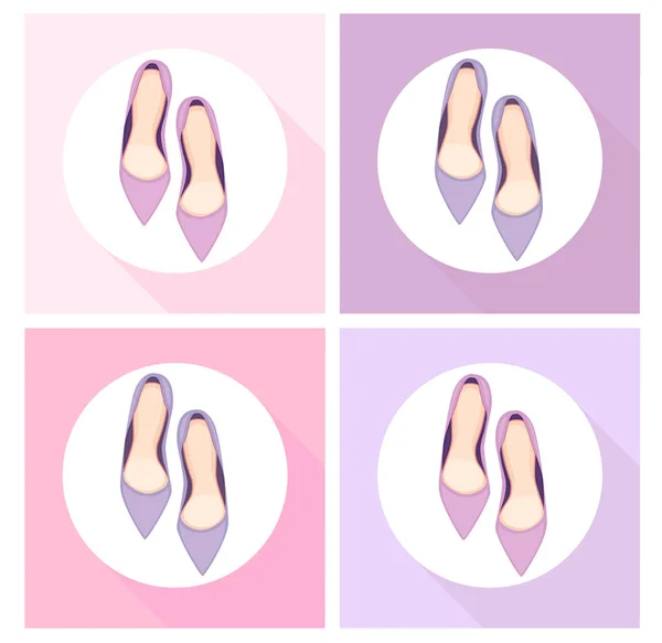 Conjunto Hermosos Zapatos Iconos — Archivo Imágenes Vectoriales